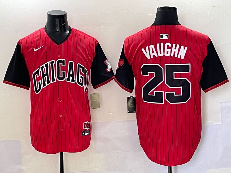 Men Chicago White Sox #25 Vaughn Red Stripe Joint Name Nike 2025 MLB Jersey style 1->chicago white sox->MLB Jersey